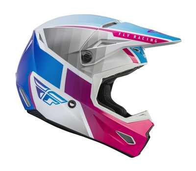 FLY RACING Kinetic Drift Helm - Pink/Weiß/Blau
