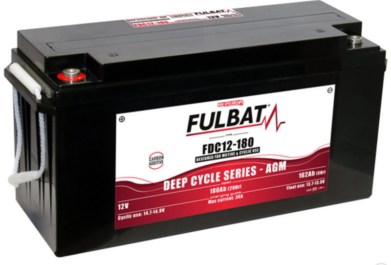 Load image into Gallery viewer, FULBAT BATTERY 12V/180AH FDC12-180 DEEP CYCLE AGM CARBON, LINHAI UTV ELECTRIC
