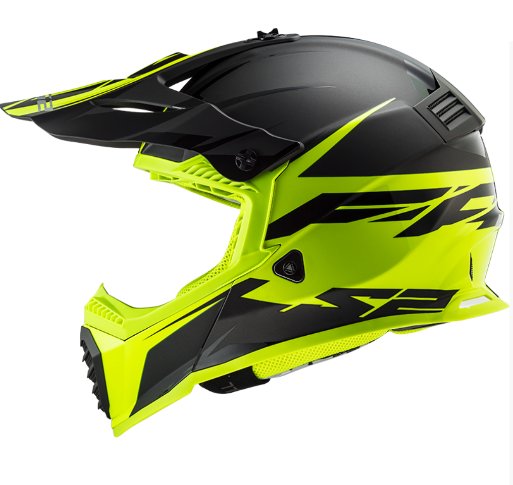 LS2 MX437 FAST EVO ROAR MATT BLACK HI-V YELLOW