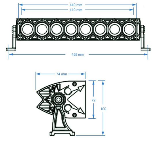 BARRE LUMINEUSE LED SHARK 17" AVEC ANNEAU HALO, LED CREE, 80W