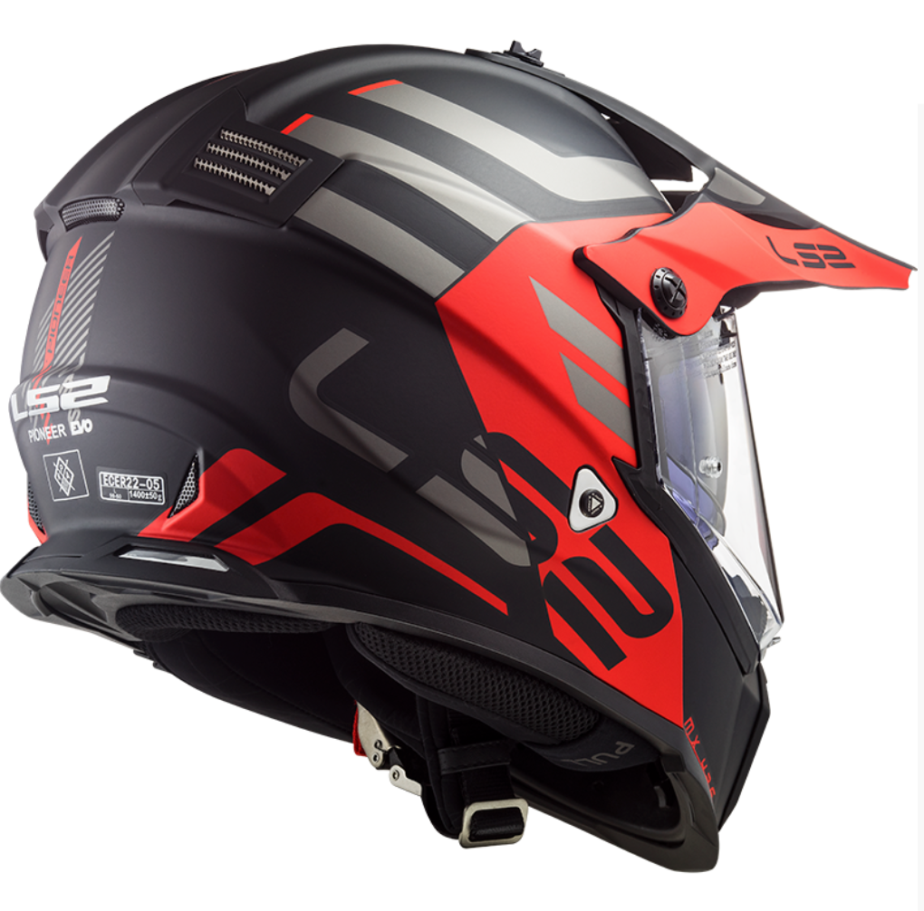 LS2 MX436 PIONEER EVO ADVENTURER MATT BLACK RED