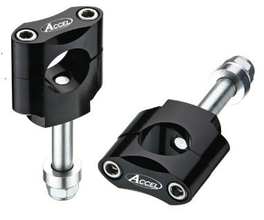 ACCEL HANDLEBAR MOUNT/RISE (28.6MM) 34.7MM WITH M12 SCREW SILVER COLOR