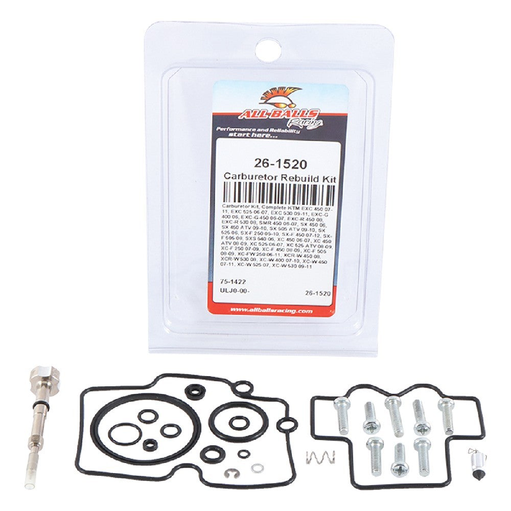 ALL BALLS CARBURETOR REPAIR KIT KTM SX XC 450 505 525 ATV (with mixture screw) 26-1520