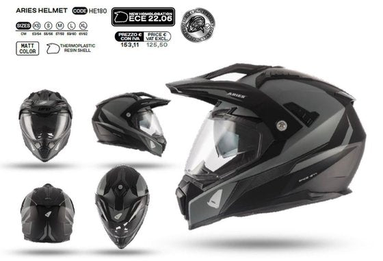 UFO Aries offroad / dual / tourer / crossover helmet with windshield, visor and sunblock