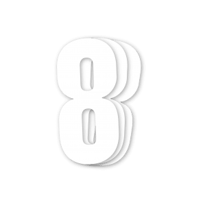 Blackbird Startnummernaufkleber 0–8 weiß – 3er-Pack (13 x 7 cm)
