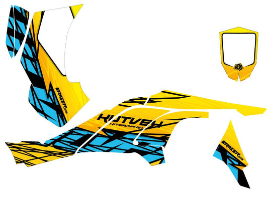 CAN AM DS 450 ATV ERASER GRAPHIC KIT YELLOW BLUE