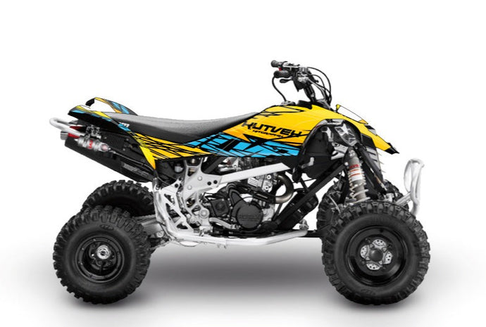 CAN AM DS 450 ATV ERASER GRAPHIC KIT YELLOW BLUE