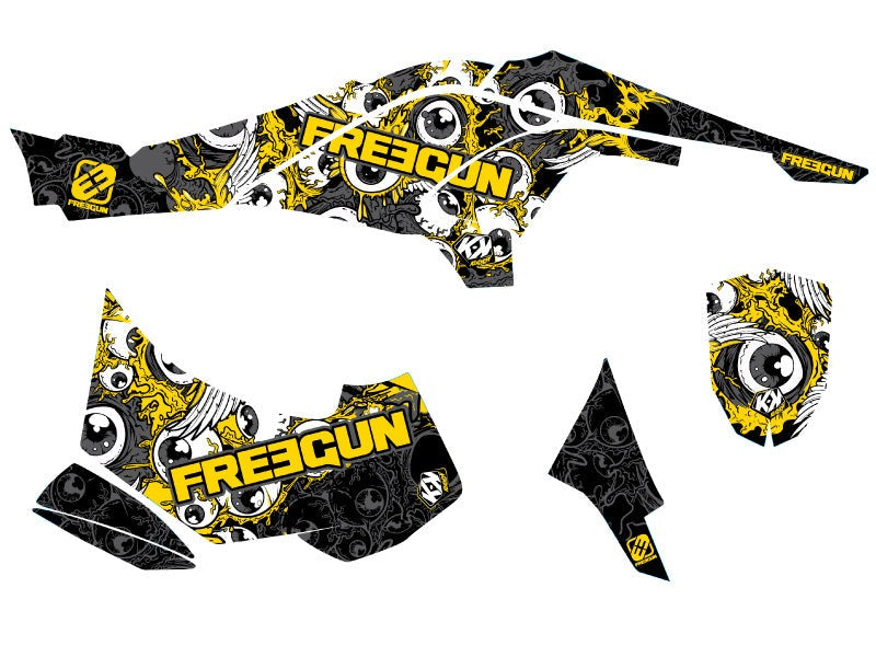 Laden Sie das Bild in Galerie -Viewer, CAN AM DS 450 ATV FREEGUN EYED GRAPHIC KIT YELLOW
