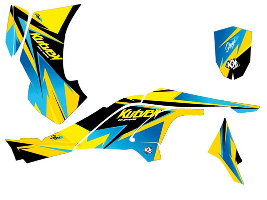 CAN AM DS 450 ATV STAGE GRAPHIC KIT YELLOW BLUE