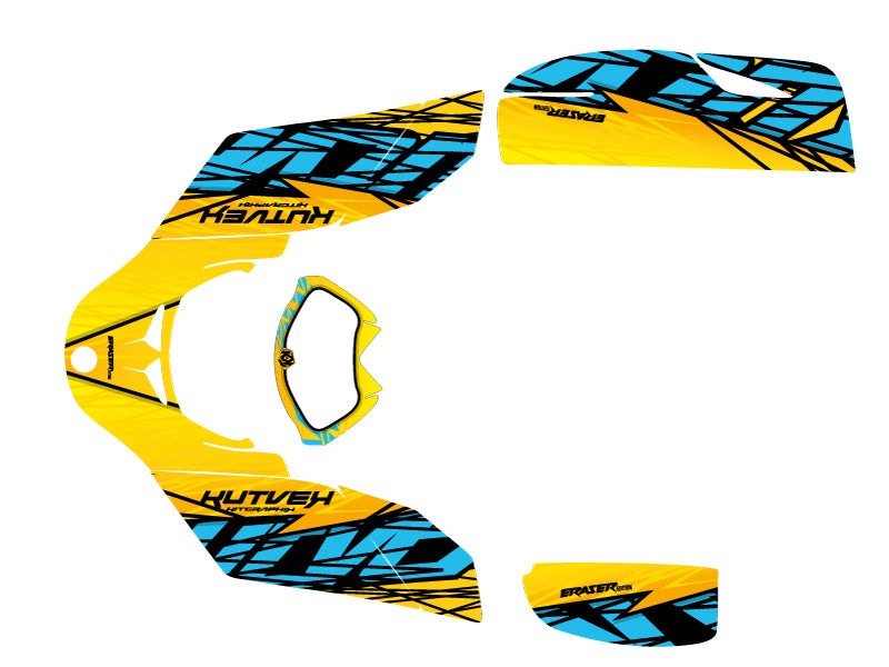 Chargez l&#39;image dans la visionneuse de la galerie, CAN AM DS 650 ATV ERASER GRAPHIC KIT YELLOW BLUE
