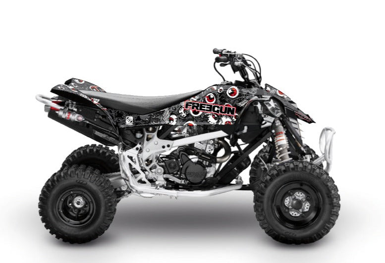 Chargez l&#39;image dans la visionneuse de la galerie, CAN AM DS 90 ATV FREEGUN EYED GRAPHIC KIT GREY RED
