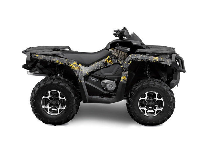 CAN AM OUTLANDER 1000 ATV CAMO GRAPHIC KIT BLACK YELLOW