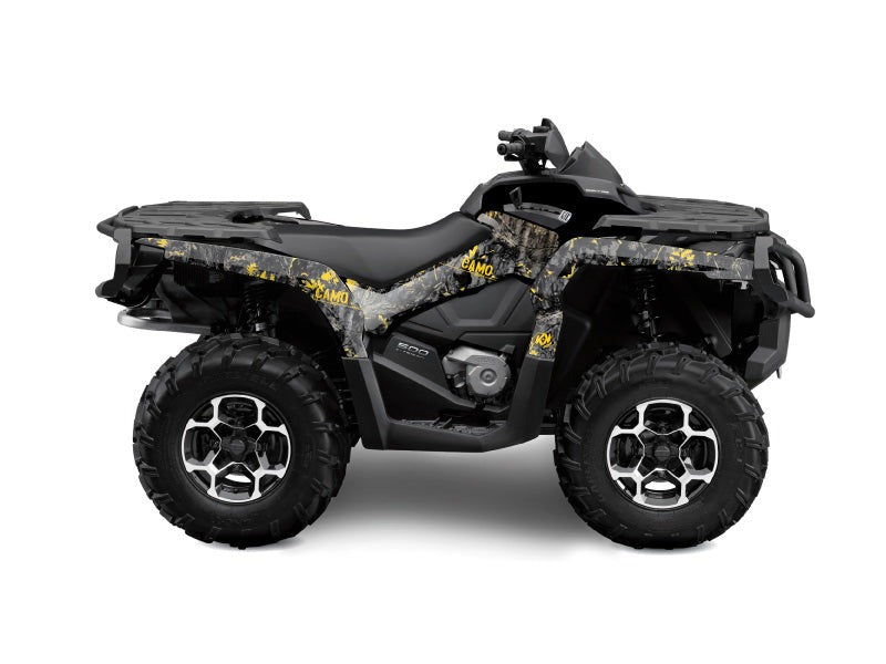 Laden Sie das Bild in Galerie -Viewer, CAN AM OUTLANDER 1000 ATV CAMO GRAPHIC KIT BLACK YELLOW
