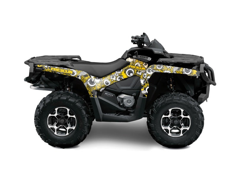 Laden Sie das Bild in Galerie -Viewer, CAN AM OUTLANDER 1000 ATV FREEGUN EYED GRAPHIC KIT YELLOW
