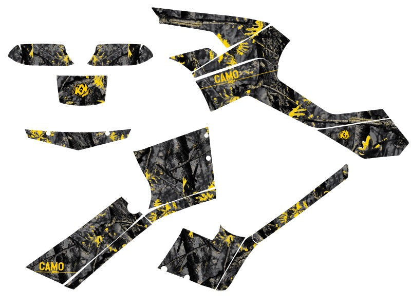 Laden Sie das Bild in Galerie -Viewer, CAN AM OUTLANDER 500-650-800 MAX ATV CAMO GRAPHIC KIT BLACK YELLOW
