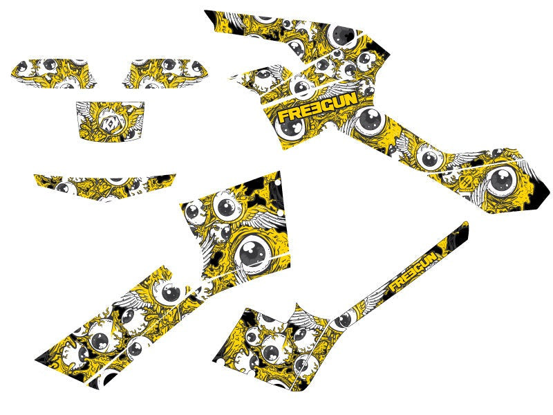 Laden Sie das Bild in Galerie -Viewer, CAN AM OUTLANDER 500-650-800 MAX ATV FREEGUN EYED GRAPHIC KIT YELLOW
