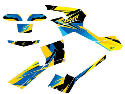 CAN AM OUTLANDER 500-650-800 MAX ATV STAGE GRAPHIC KIT YELLOW BLUE