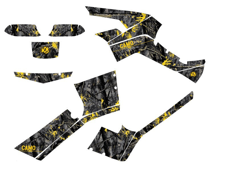 Laden Sie das Bild in Galerie -Viewer, CAN AM OUTLANDER 500-650-800 XTP ATV CAMO GRAPHIC KIT BLACK YELLOW
