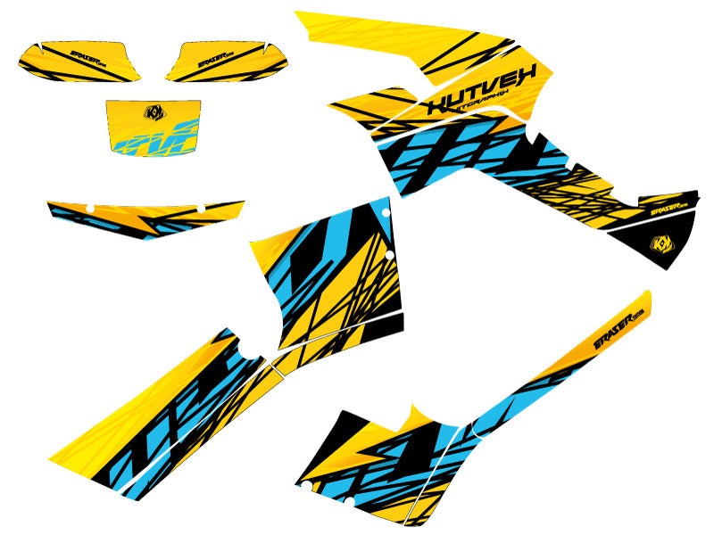 Laden Sie das Bild in Galerie -Viewer, CAN AM OUTLANDER 500-650-800 XTP ATV ERASER GRAPHIC KIT YELLOW BLUE
