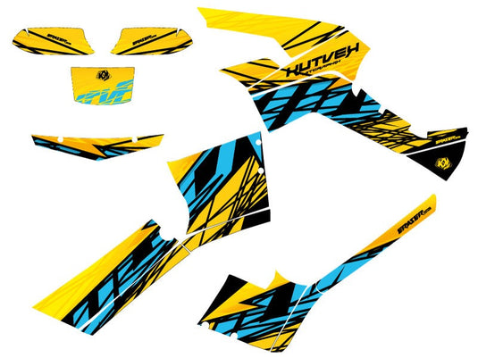 CAN AM OUTLANDER 500-650-800 XTP ATV ERASER GRAPHIC KIT YELLOW BLUE