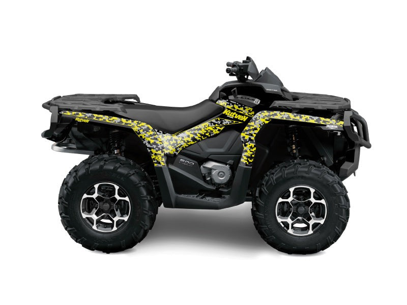 CAN AM OUTLANDER 500-650-800 XTP ATV PREDATOR GRAPHIC KIT BLACK GREY YELLOW