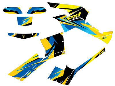 CAN AM OUTLANDER 500-650-800 XTP ATV STAGE GRAPHIC KIT YELLOW BLUE