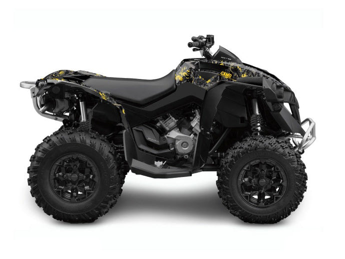 CAN AM RENEGADE ATV CAMO GRAPHIC KIT BLACK YELLOW