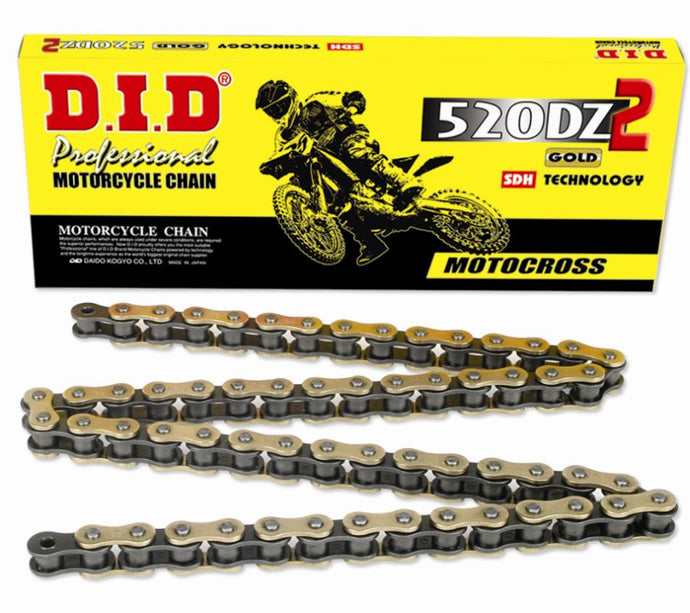 DID 520DZ2 GOLD CHAIN WITHOUT O-RINGS for atv motocross quad cheap