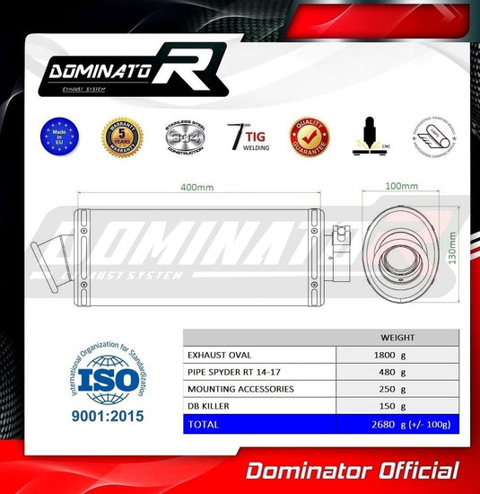 CAN AM SPYDER RT 1330 2014 - 2018 EXHAUST SILENCER MUFFLER OV + DB KILLER MEDIUM