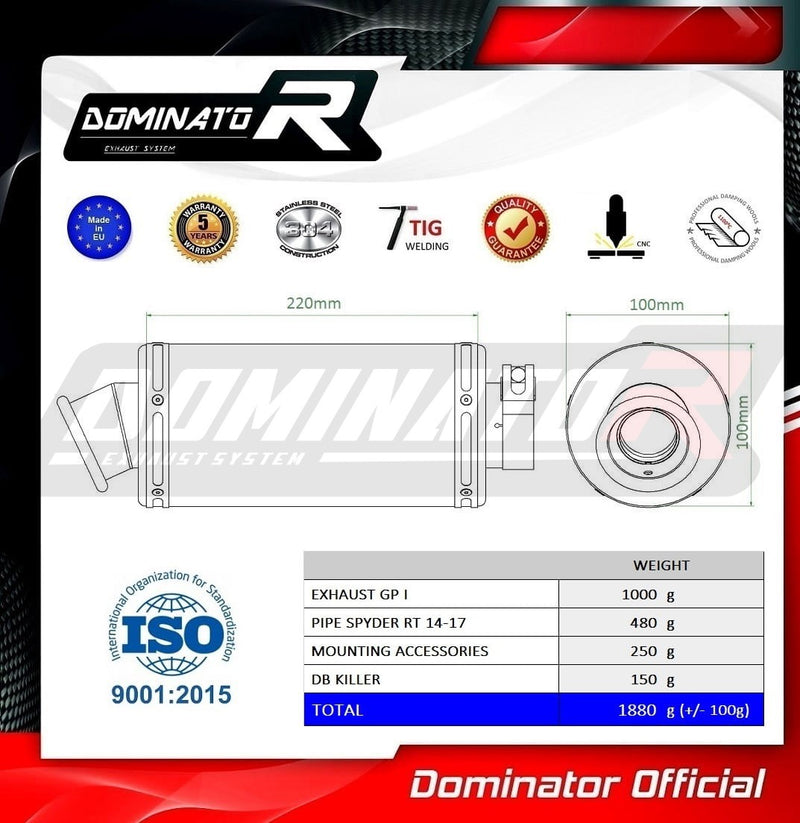 Load image into Gallery viewer, CAN AM SPYDER RT S 1330 2014 - 2017 EXHAUST SILENCER MUFFLER GP1 + DB KILLER MEDIUM
