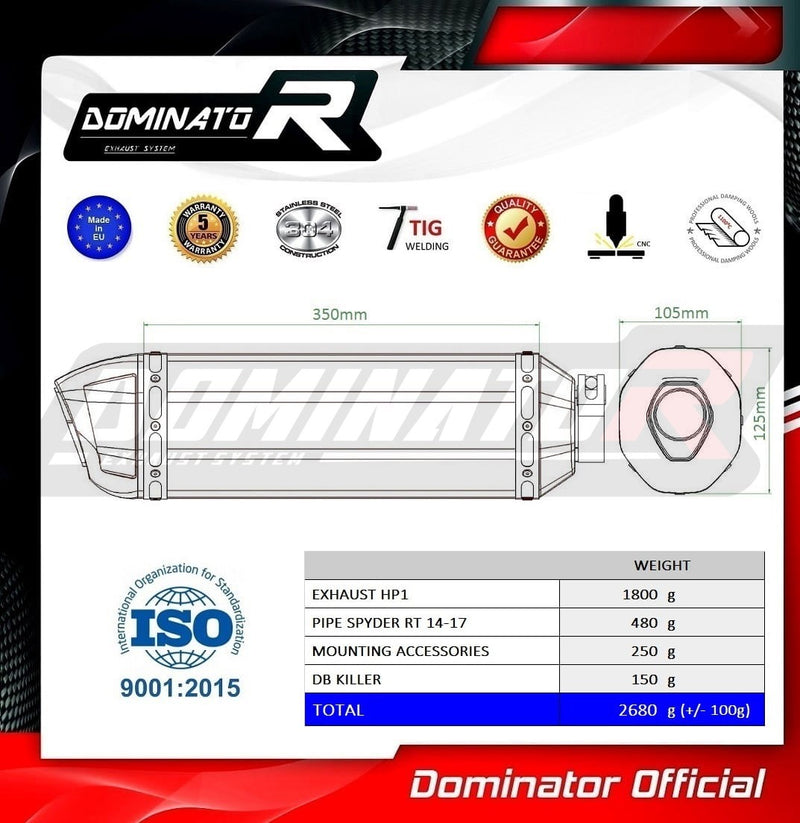 Load image into Gallery viewer, CAN AM SPYDER RT S 1330 2014 - 2017 EXHAUST SILENCER MUFFLER HP1 BLACK + DB KILLER MEDIUM
