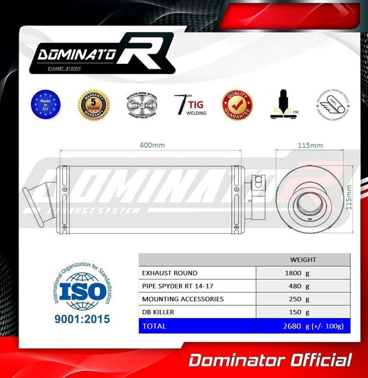 CAN AM SPYDER RT S 1330 2014 - 2017 SILENCIEUX D'ÉCHAPPEMENT ST + DB KILLER MEDIUM