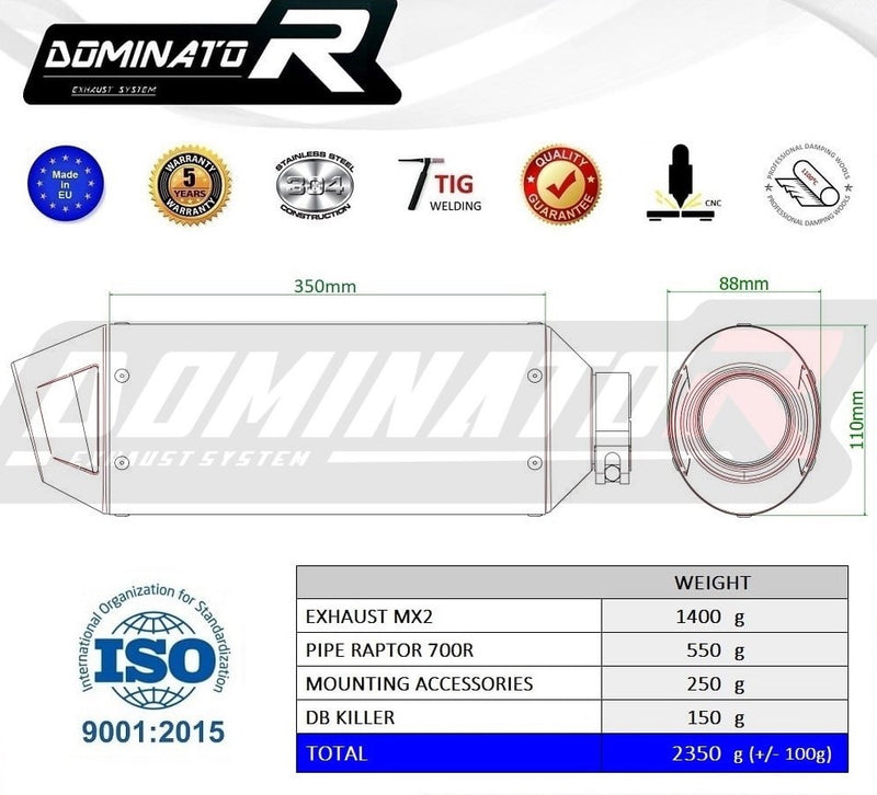 Laden Sie das Bild in Galerie -Viewer, YAMAHA RAPTOR 700 R 2015–2021 AUSPUFFSCHALLDÄMPFER MX2 + DB KILLER MEDIUM
