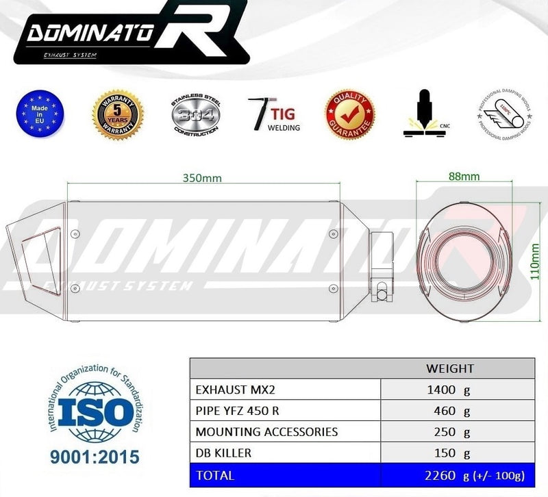 Load image into Gallery viewer, YAMAHA YFZ 450 R 2014 - 2022 EXHAUST SILENCER MUFFLER MX2 + DB KILLER MEDIUM
