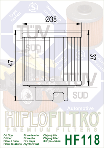 HIFLO OIL FILTER HONDA TRX125 ATC125 HF118