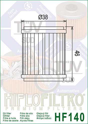 ÖLFILTER YAMAHA YFZ450 '07-'24 HF140