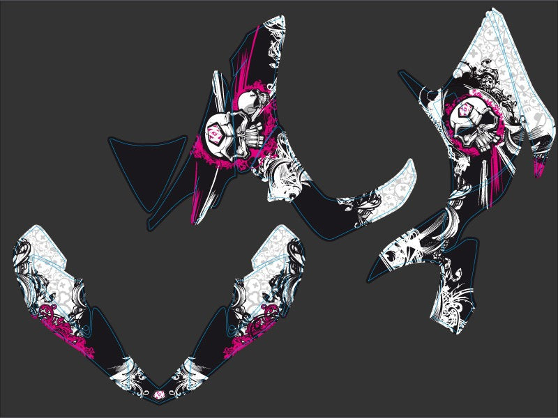 HONDA 700 TRX ATV TRASH GRAPHIC KIT BLACK PINK