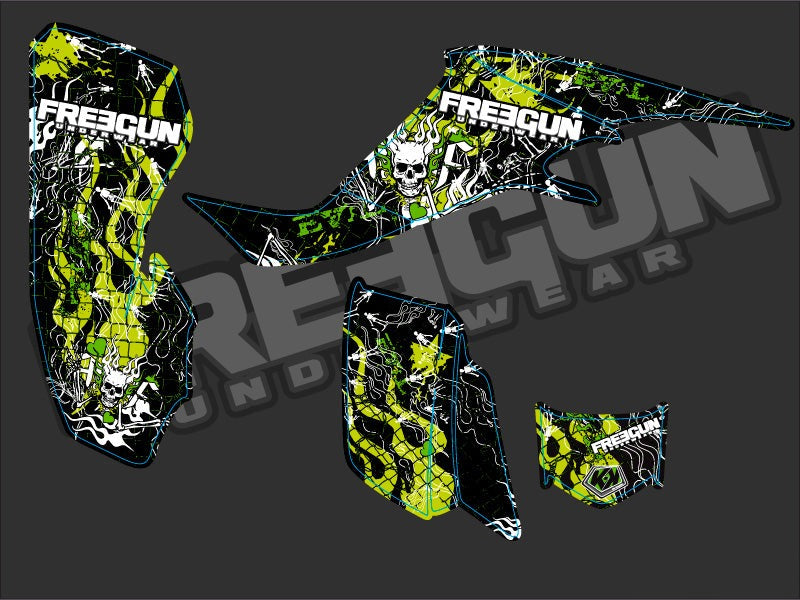 Laden Sie das Bild in Galerie -Viewer, KAWASAKI 400 KFX ATV FREEGUN GRAPHIC KIT
