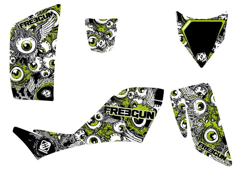 Laden Sie das Bild in Galerie -Viewer, KAWASAKI 700 KFX ATV FREEGUN EYED GRAPHIC KIT GREEN
