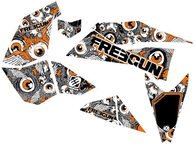 KTM-450-505-525-SX-ATV-FREEGUN-EYED-GRAPHIC-KIT-GREY-ORANGE-DECALS-QUAD