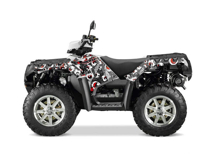 Chargez l&#39;image dans la visionneuse de la galerie, POLARIS 1000 SPORTSMAN FOREST ATV FREEGUN EYED GRAPHIC KIT GREY RED
