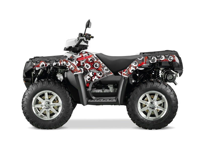 Chargez l&#39;image dans la visionneuse de la galerie, POLARIS 1000 SPORTSMAN FOREST ATV FREEGUN EYED GRAPHIC KIT RED GREY
