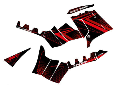 POLARIS 1000 SPORTSMAN FOREST ATV ROCK GRAPHIC KIT BLACK RED
