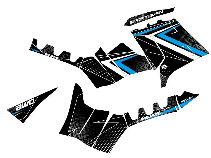 POLARIS 1000 SPORTSMAN FOREST ATV ROCK GRAPHIC KIT BLACK BLUE