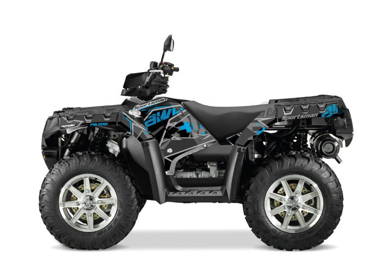 Laden Sie das Bild in Galerie -Viewer, POLARIS 550 850 1000 SPORTSMAN TOURING ATV GRAPHIC KIT BLACK BLUE
