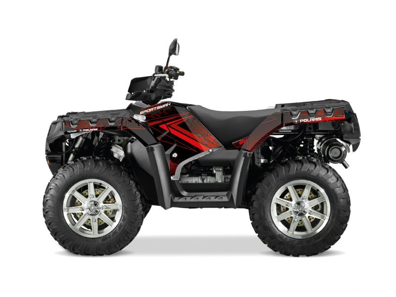 Chargez l&#39;image dans la visionneuse de la galerie, POLARIS 1000 SPORTSMAN TOURING ATV ROCK GRAPHIC KIT BLACK RED
