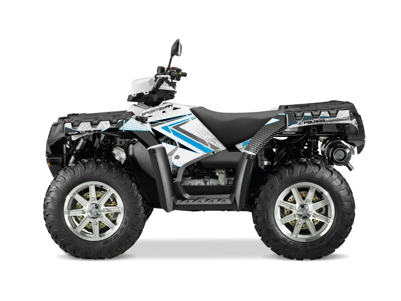 Laden Sie das Bild in Galerie -Viewer, POLARIS 1000 SPORTSMAN TOURING ATV ROCK GRAPHIC KIT WHITE BLUE
