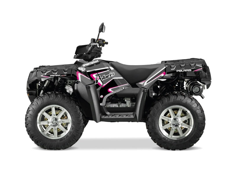 Laden Sie das Bild in Galerie -Viewer, POLARIS 1000 SPORTSMAN TOURING ATV VINTAGE GRAPHIC KIT BLACK PINK
