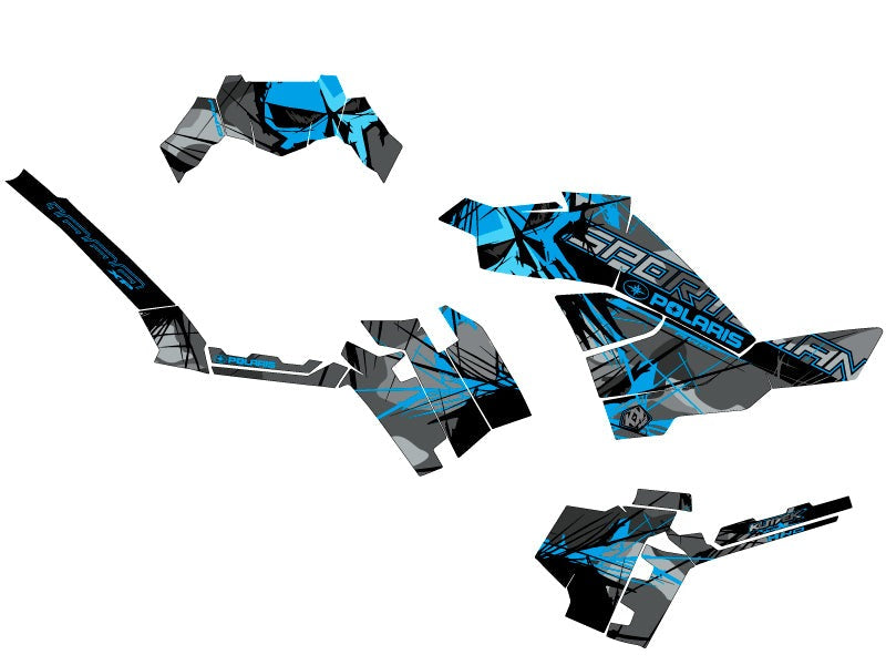 Chargez l&#39;image dans la visionneuse de la galerie, POLARIS 1000 SPORTSMAN XP FOREST ATV EVIL GRAPHIC KIT GREY BLUE
