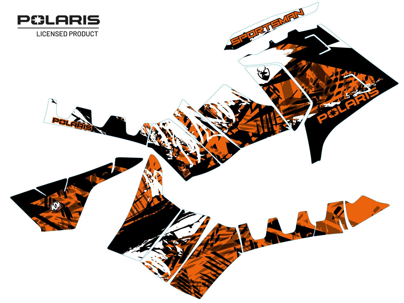POLARIS 1000 XP SPORTSMAN TOURING ATV CHASER GRAPHIC KIT WHITE